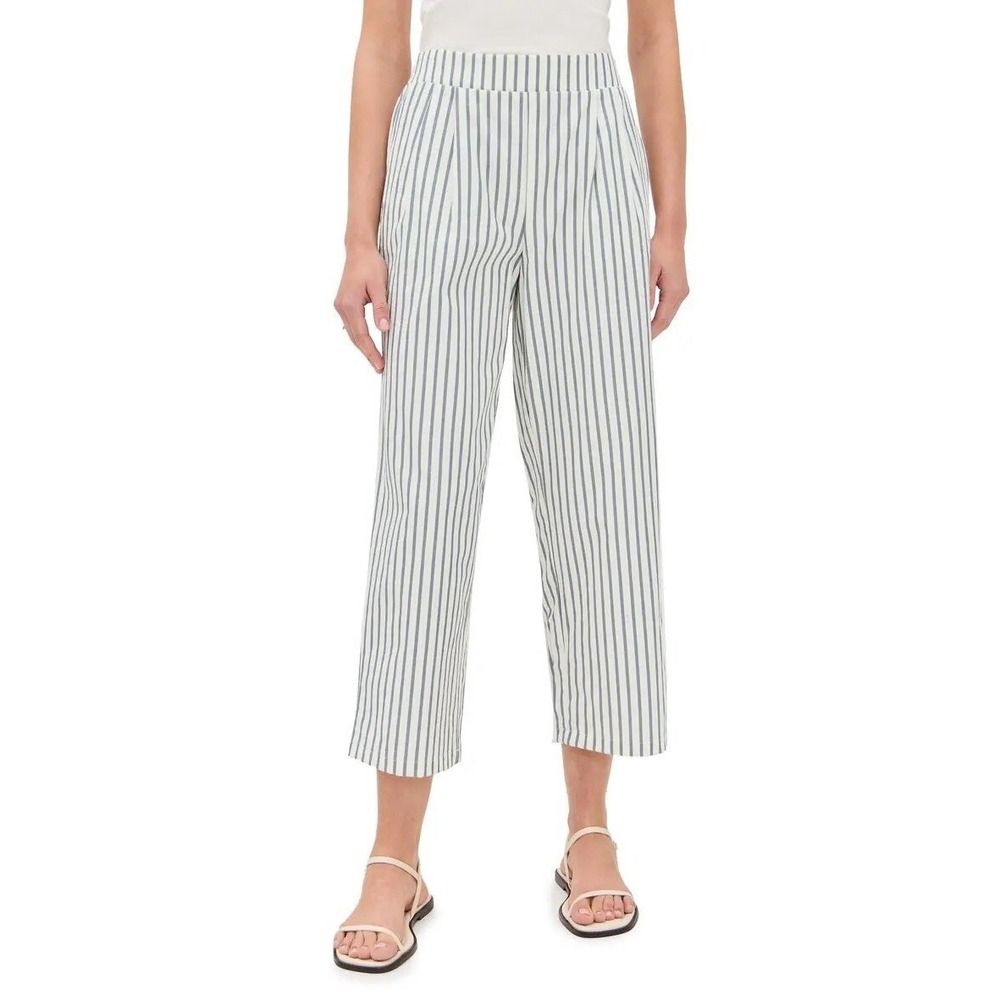 LNA Clothing Finley Wide Leg Pull On Pants Small Cropped Striped Cotton Blend‎